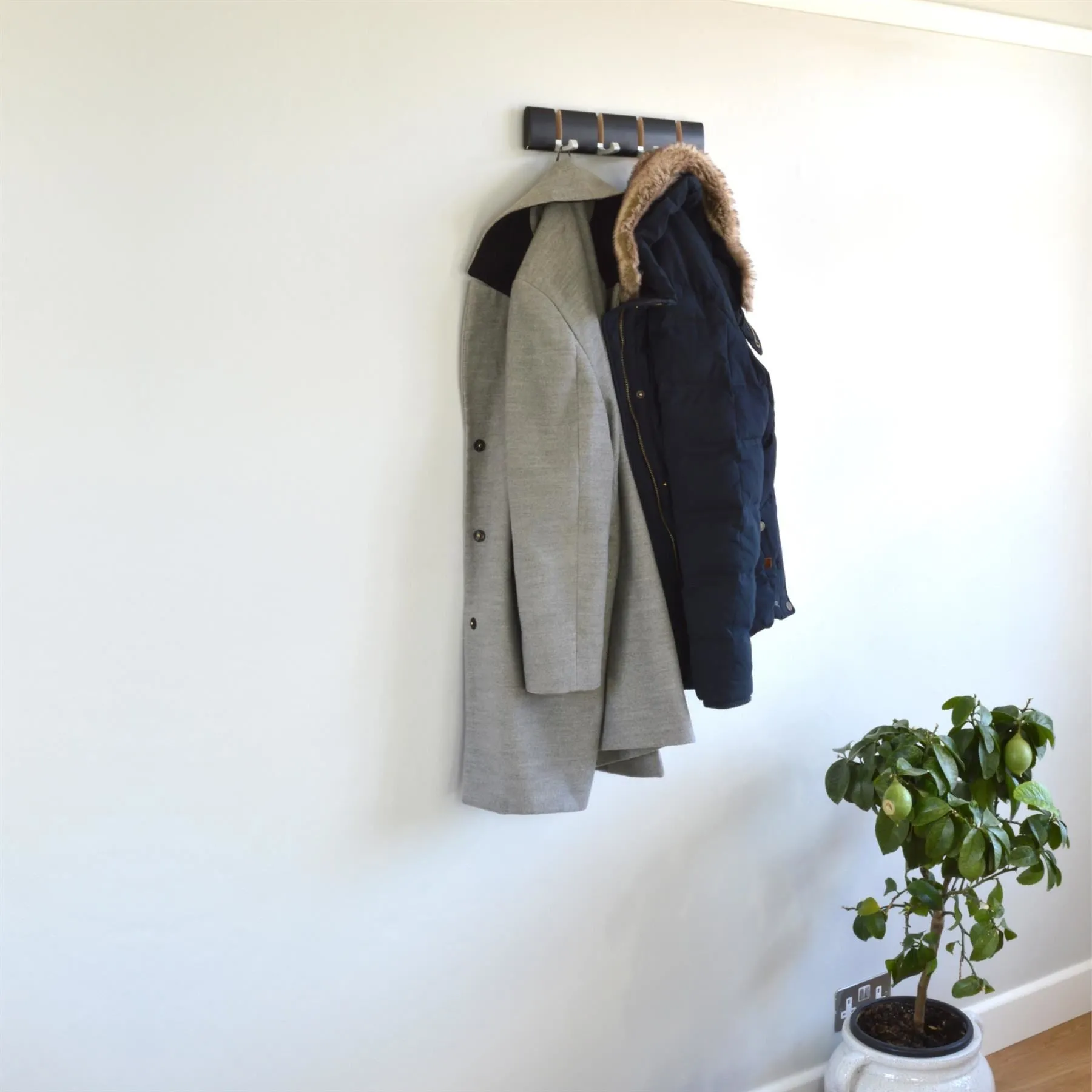 4 Hook Wooden Wall-Mounted Coat Rack - By Harbour Housewares