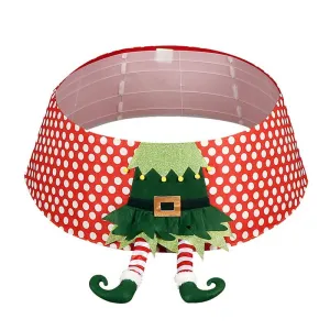 48-inch red white polka dot elf feet christmas tree apron