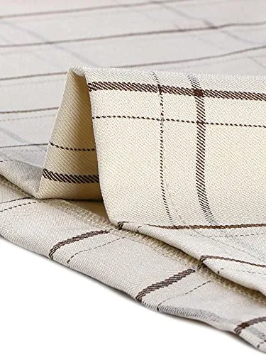 Allegra K Women's Plaid Vintage Faux Wrap Buttons Front Midi High Waist Skirt Medium Beige