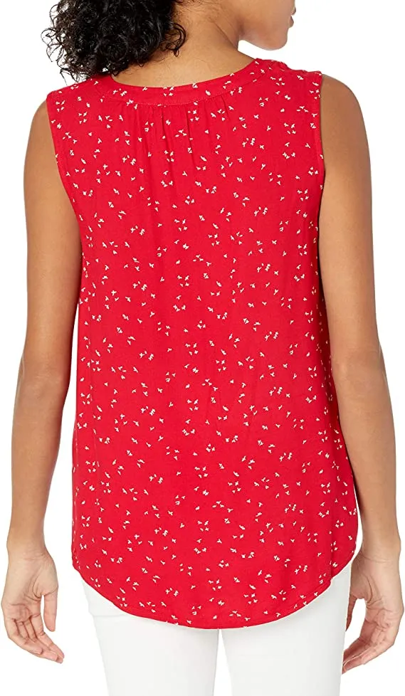 Aqua Blue Poppy Women's Sleeveless Woven Shirt - AE Store