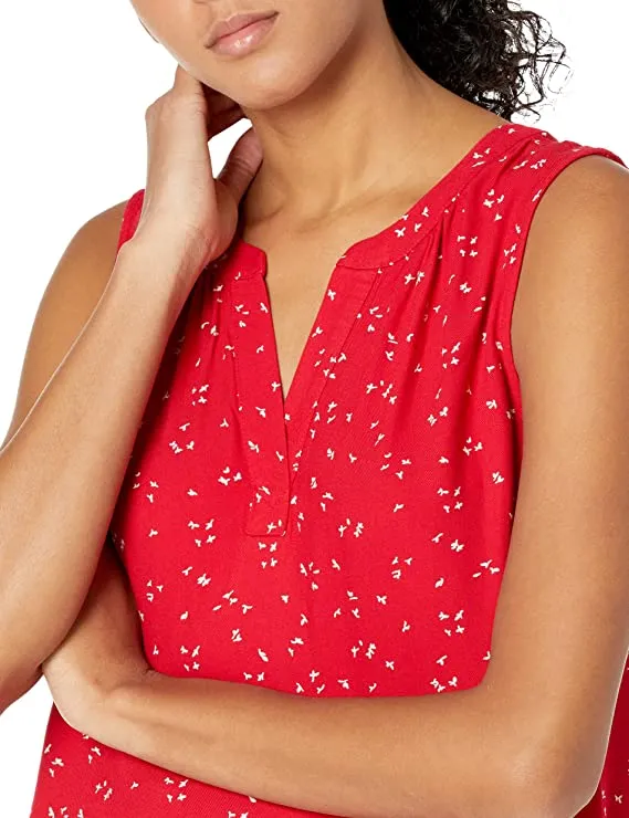Aqua Blue Poppy Women's Sleeveless Woven Shirt - AE Store