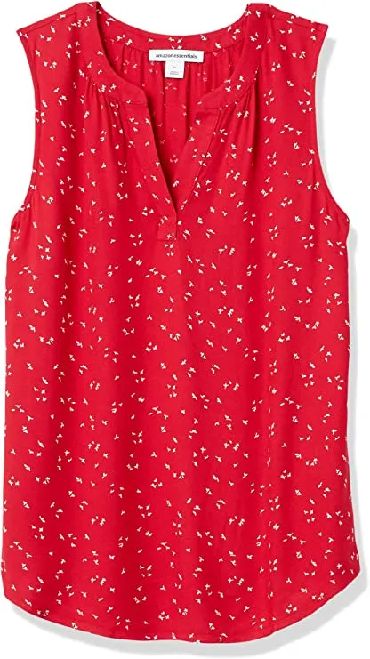 Aqua Blue Poppy Women's Sleeveless Woven Shirt - AE Store