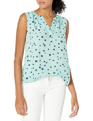 Aqua Blue Poppy Women's Sleeveless Woven Shirt - AE Store