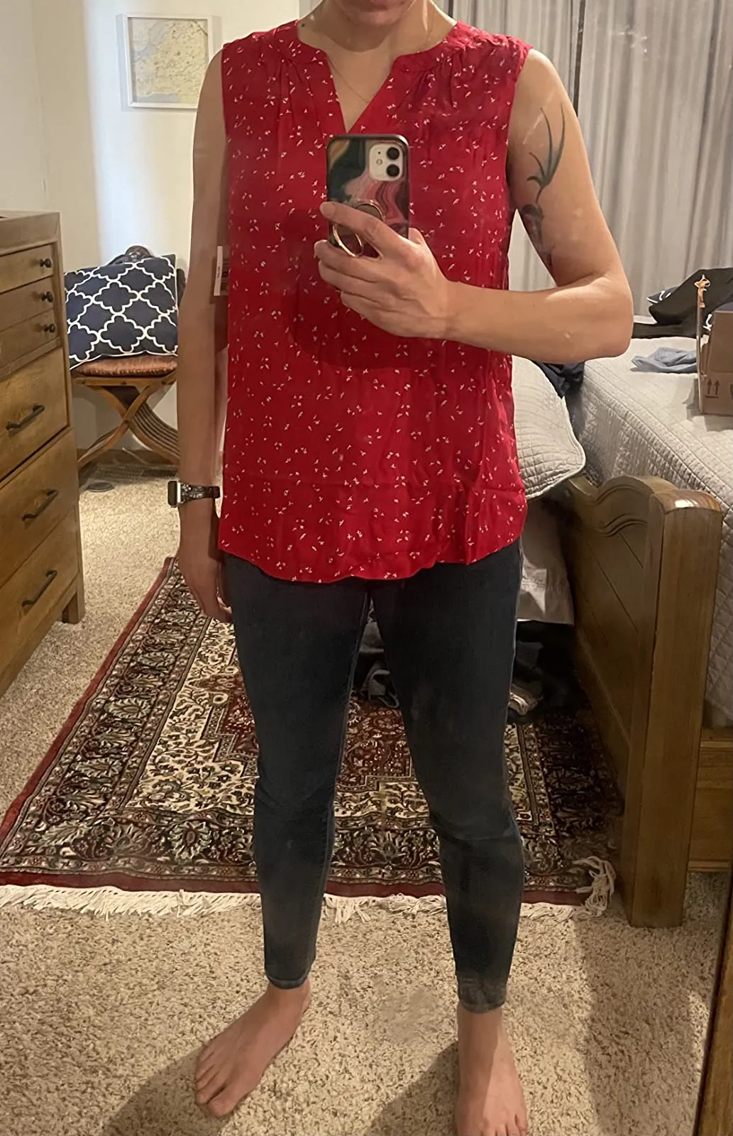 Aqua Blue Poppy Women's Sleeveless Woven Shirt - AE Store