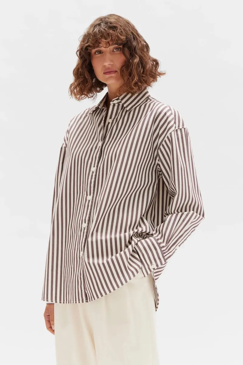 Assembly Label - Everyday Poplin Shirt - Bordeaux Stripe