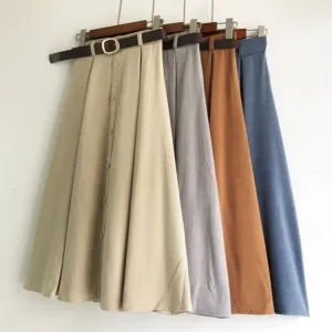 Autumn and winter deer velvet skirts single breasted match skirts