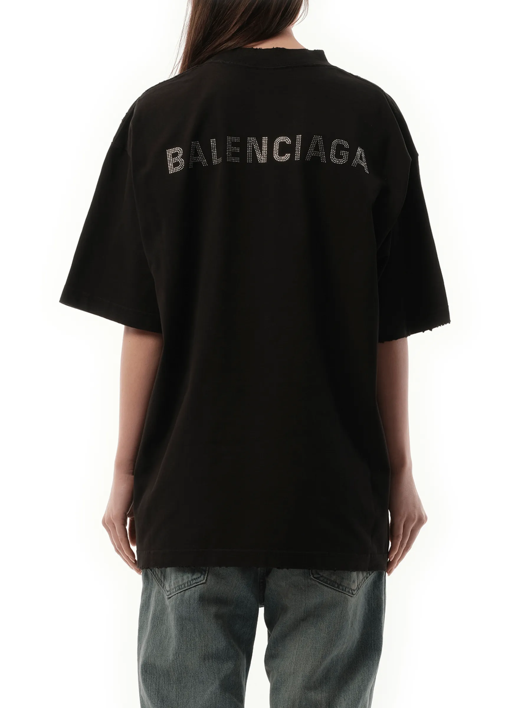 Back Strass Medium Fit T-Shirt in Faded Black