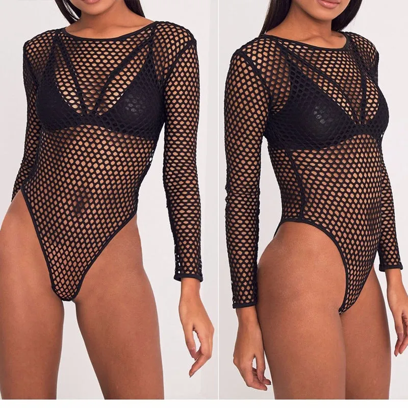 Backless Hollow Long Sleeves Slim Scoop Romper
