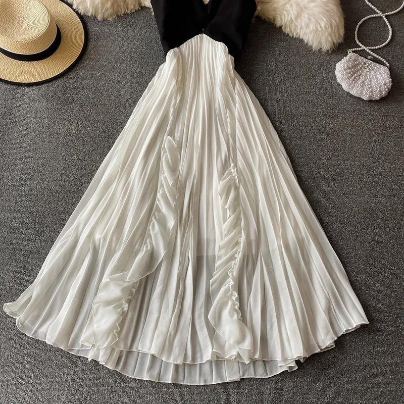 Backless Pleated Dress Spaghetti Straps Fairy Long Dress 1717