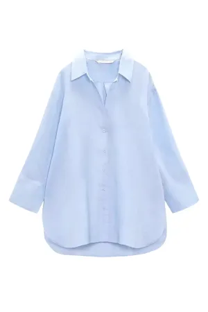 'Bella' Long-Sleeved Collared Linen Shirt (2 Colors)