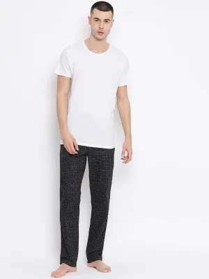 Black Checked Cotton Lounge Pants