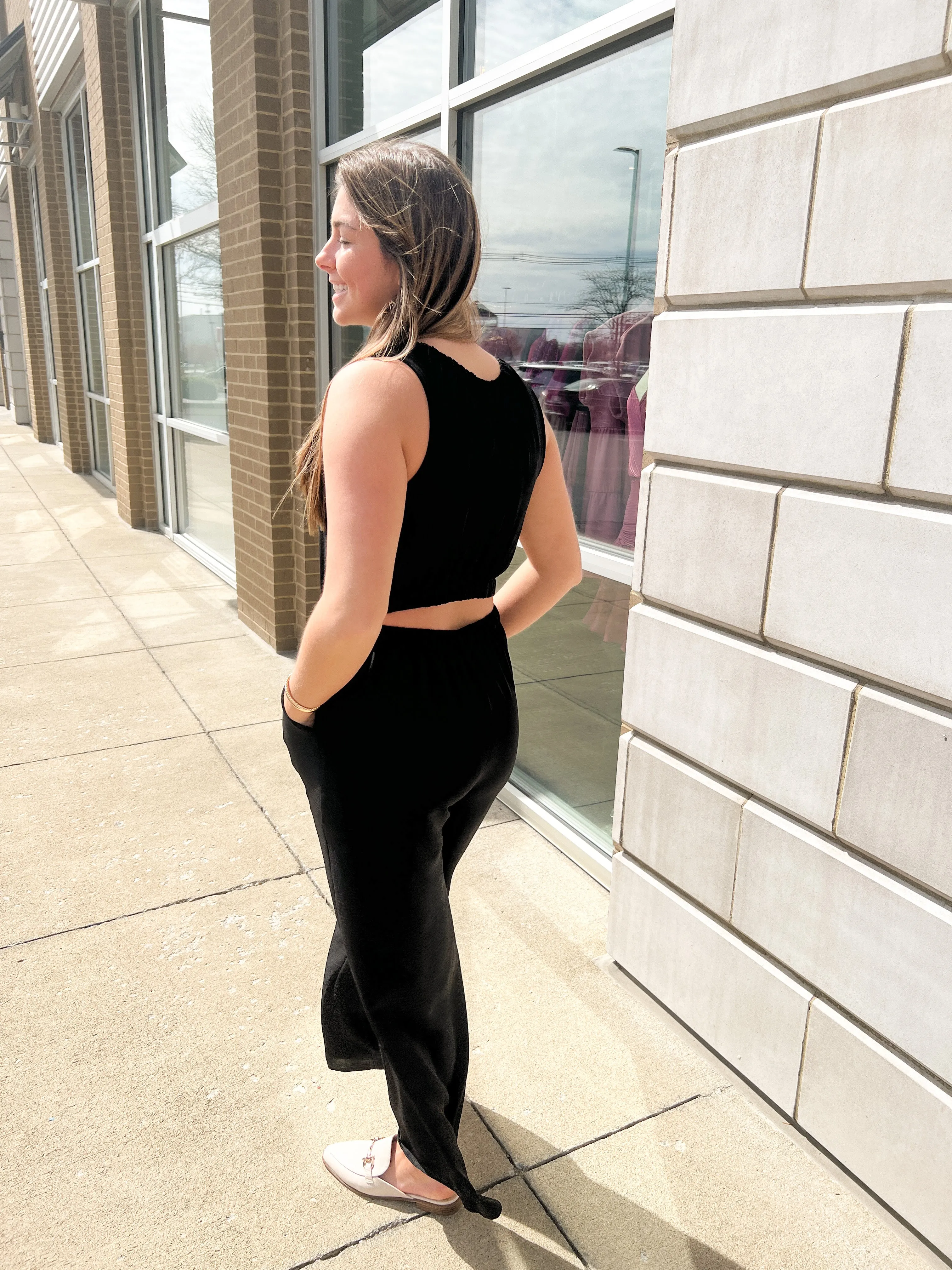 Black Jumpsuit with Open Back