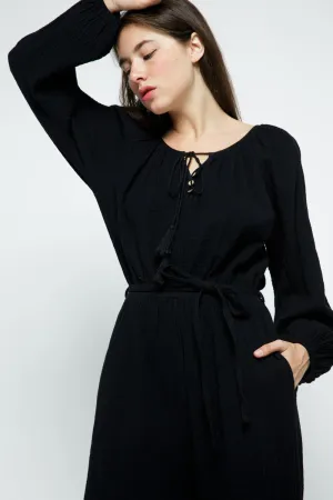 BLACK LONG SLEEVES W/ TASSELS JUMPSUIT MRMP8641