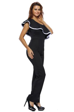 Black Stylish Flounce Jumpsuit