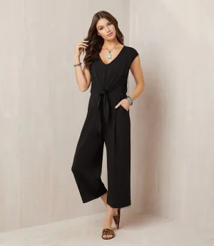 Black Tie Front Jumpsuit Sleeveless