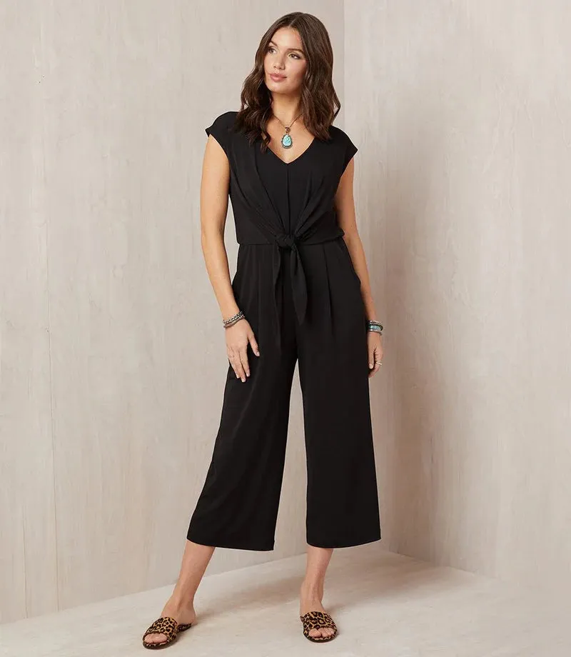 Black Tie Front Jumpsuit Sleeveless