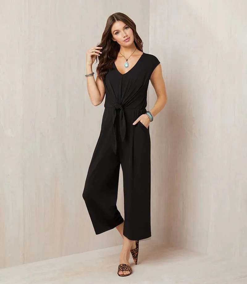 Black Tie Front Jumpsuit Sleeveless