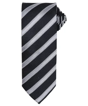 Black/Dark Grey - Waffle stripe tie