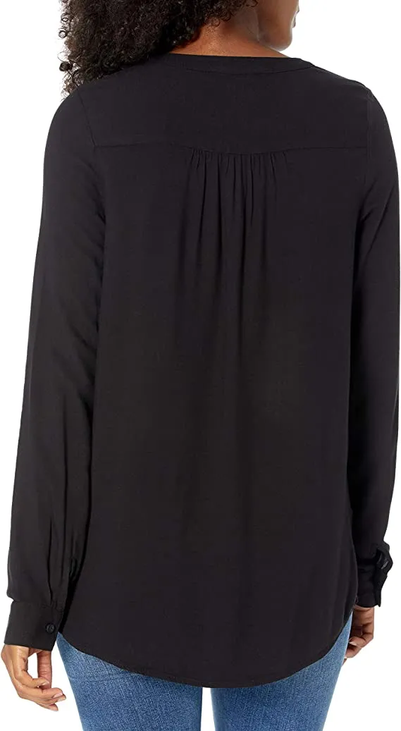 Blue Stripe Women's Long-Sleeve Woven Blouse - AE Store