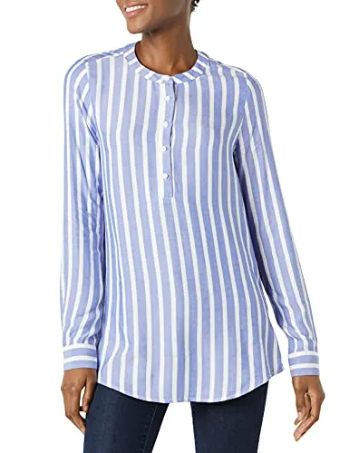 Blue Stripe Women's Long-Sleeve Woven Blouse - AE Store