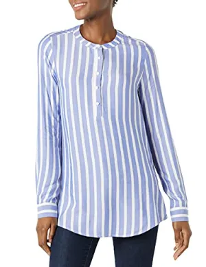 Blue Stripe Women's Long-Sleeve Woven Blouse - AE Store