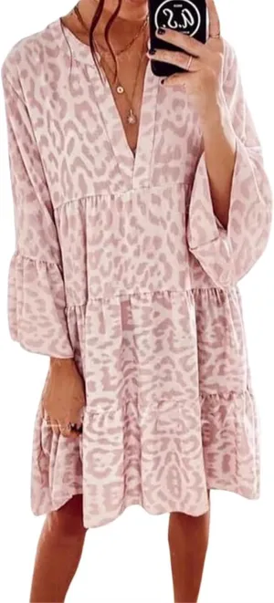 Boho Dresses for Women 2025 Long Sleeve V Neck Dress Casual Spring Summer Midi Dress Flowy Beach Vacation Dresses