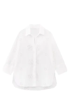 'Brianna' Eyelet Embroidered Long-Sleeved Shirt