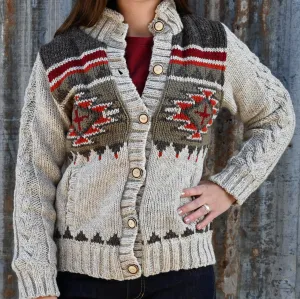 Brush Creek - Women's Wool Button Up Cardigan in Light Natural