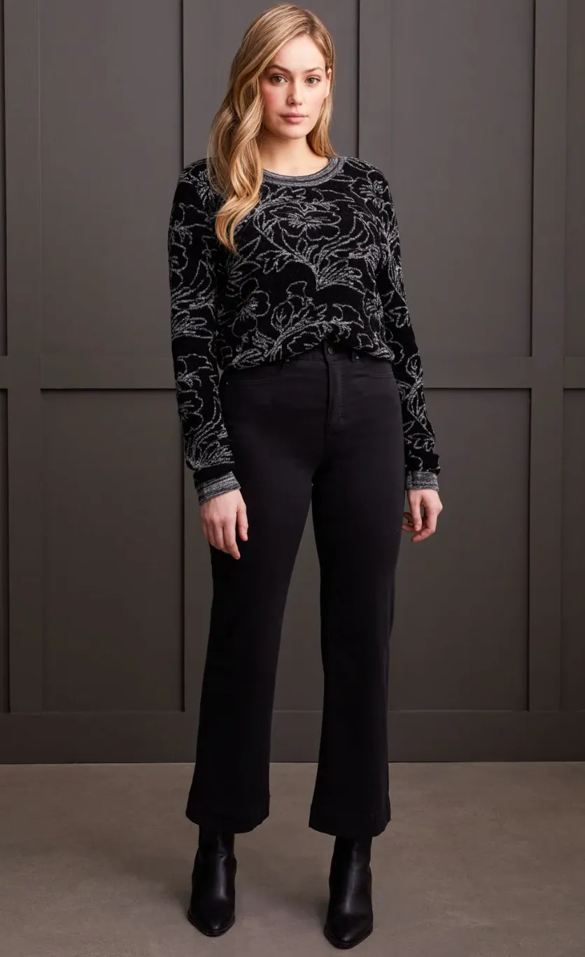 Comfort Stretch Fly Front Wide Leg Pants (Black)