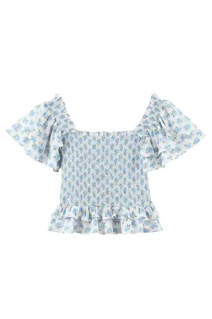 'Dorothy' Floral Smocked Ruffle Top