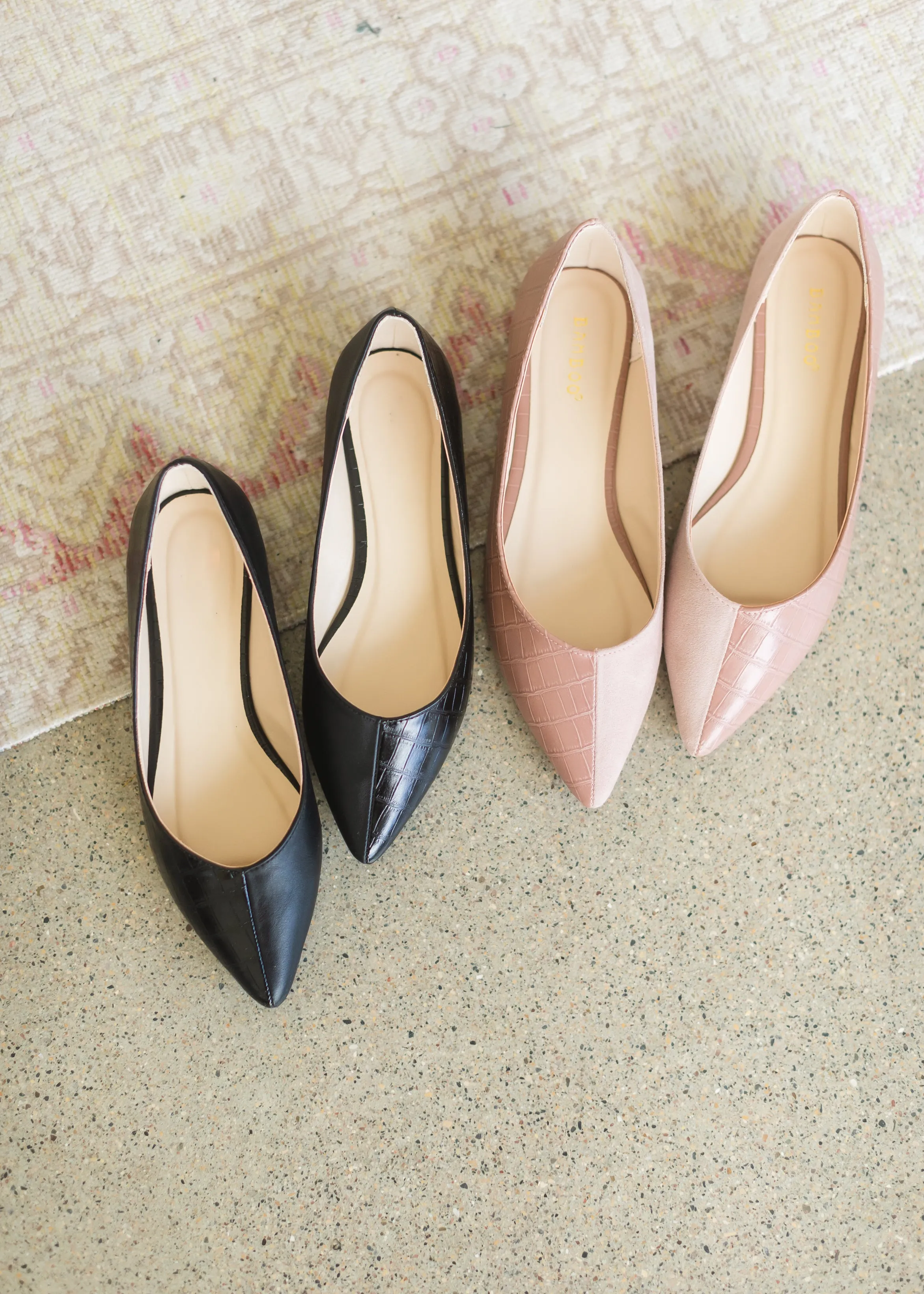 Duo Print Black Pointed Flat - FINAL SALE
