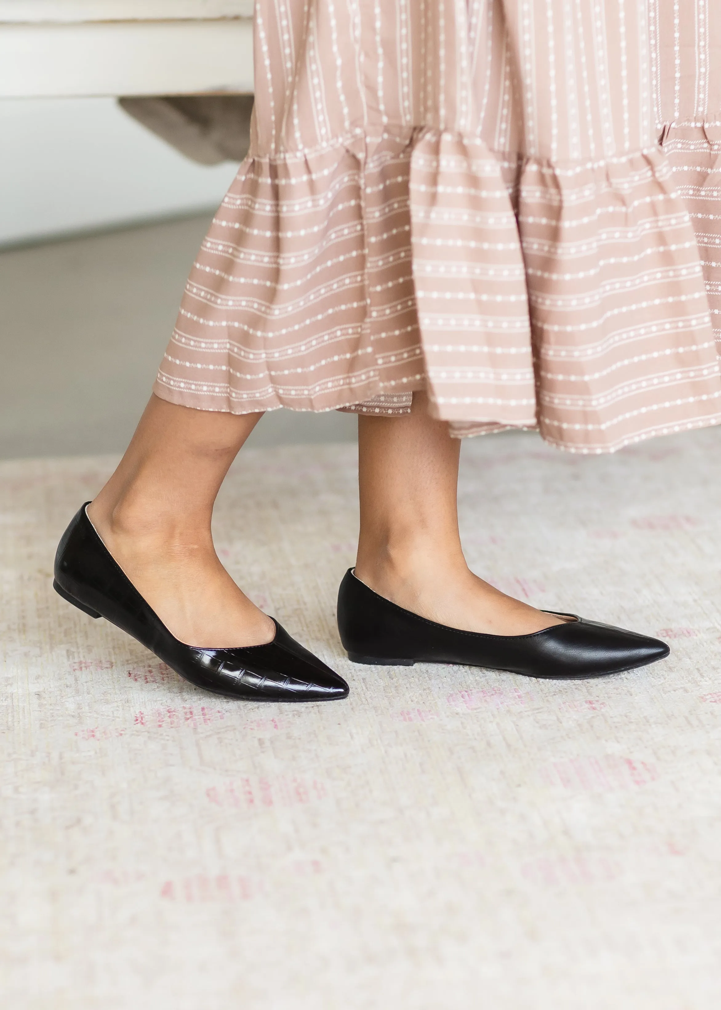 Duo Print Black Pointed Flat - FINAL SALE