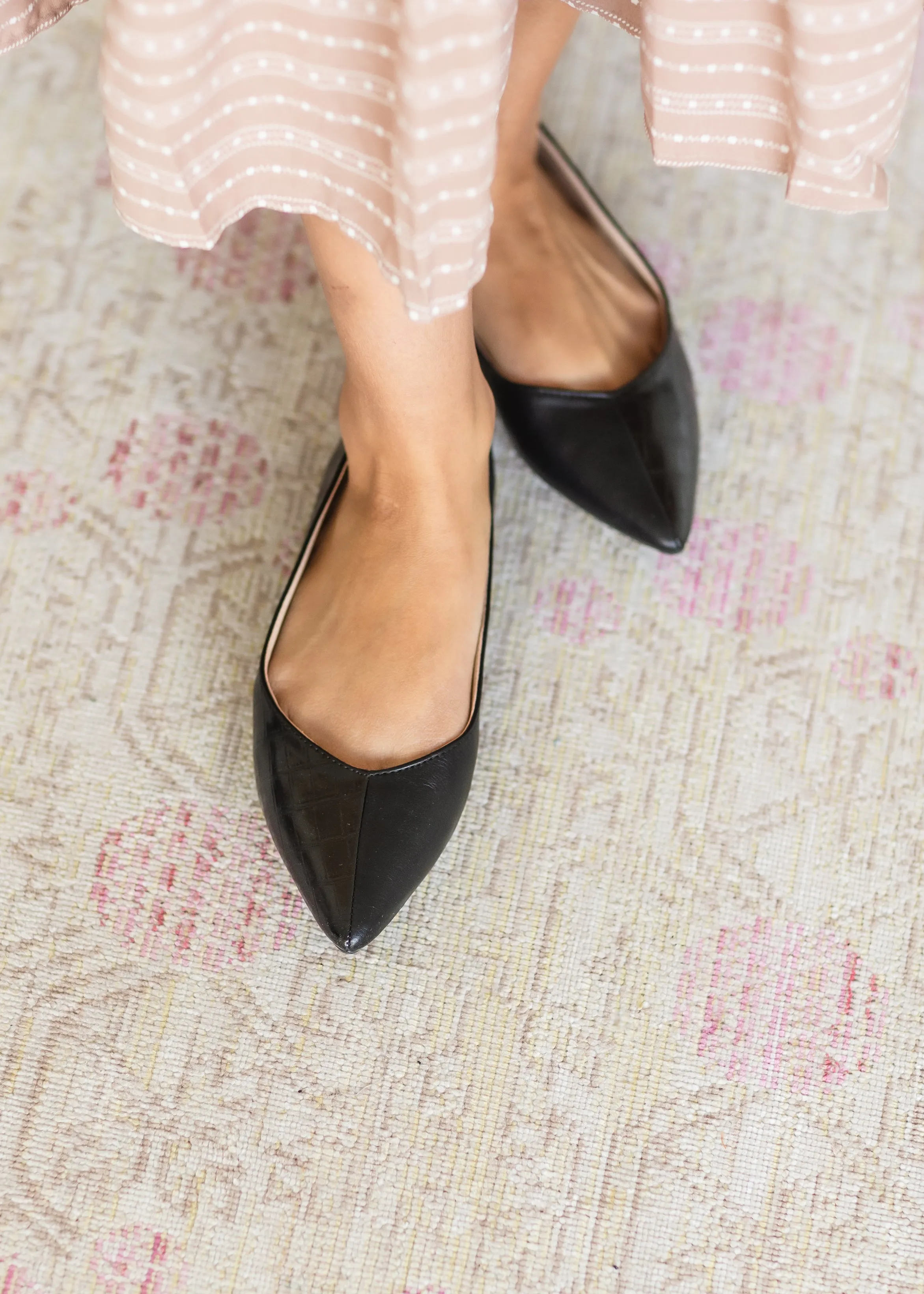 Duo Print Black Pointed Flat - FINAL SALE