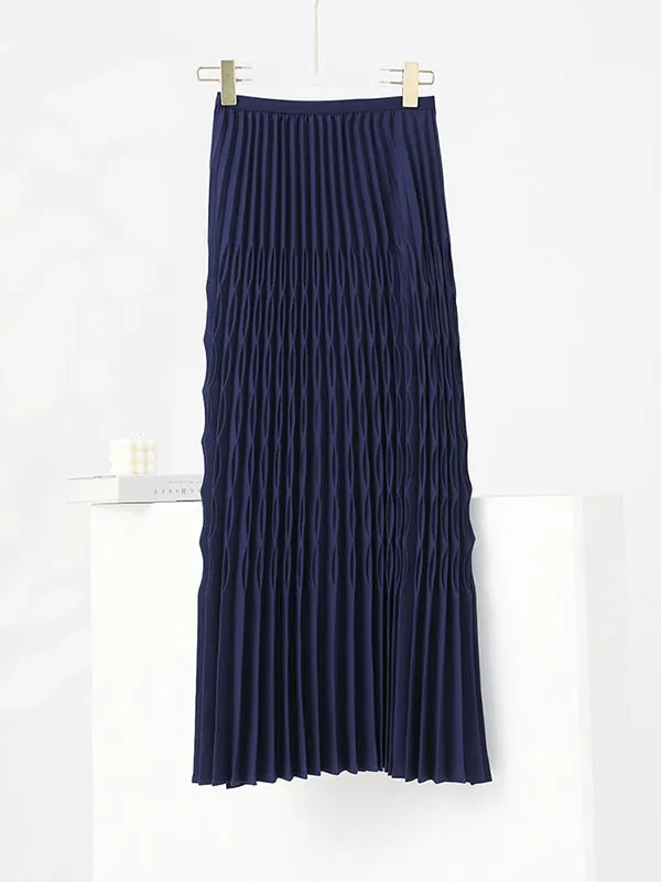 Elasticity Pleated Solid Color Loose Skirts