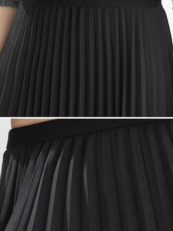 Elasticity Pleated Solid Color Loose Skirts