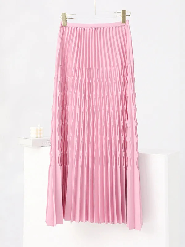 Elasticity Pleated Solid Color Loose Skirts