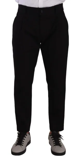 Elegant Tapered Black Cotton Chinos