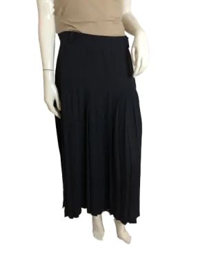 Escada 70's Pleated Midi Skirt Navy Blue SKU 000261-3