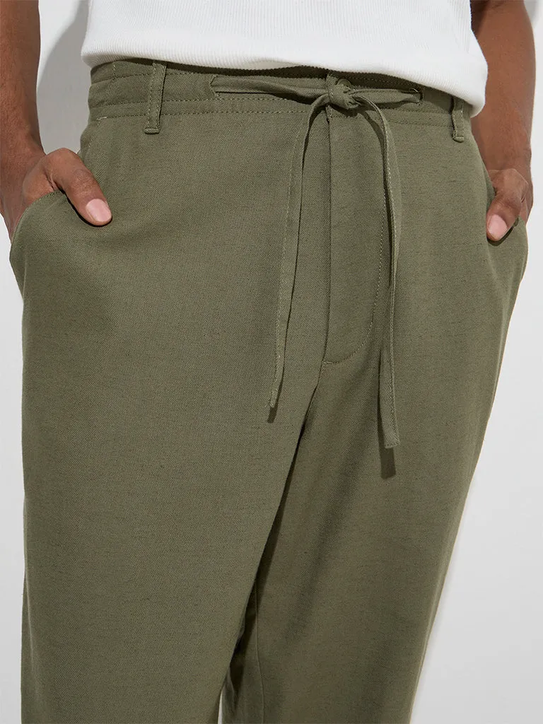 ETA Olive Relaxed-Fit Mid-Rise Cotton-Blend Chinos