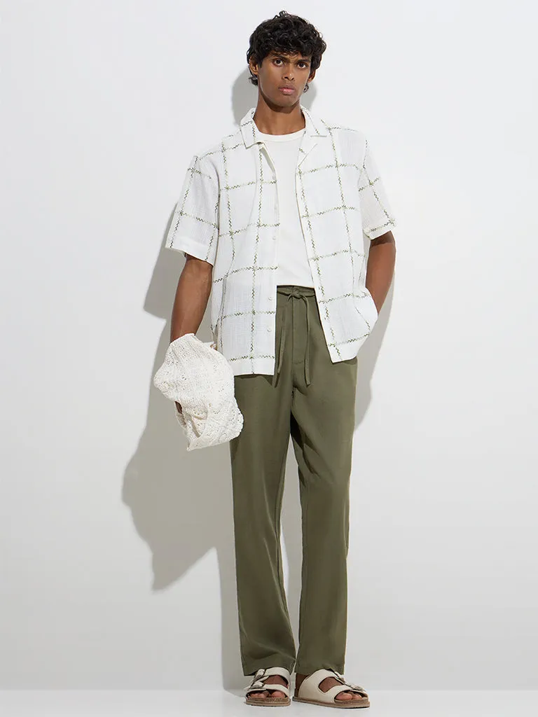 ETA Olive Relaxed-Fit Mid-Rise Cotton-Blend Chinos