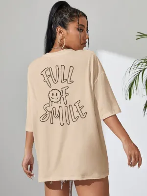 Expression & Slogan Graphic Drop Shoulder Tee