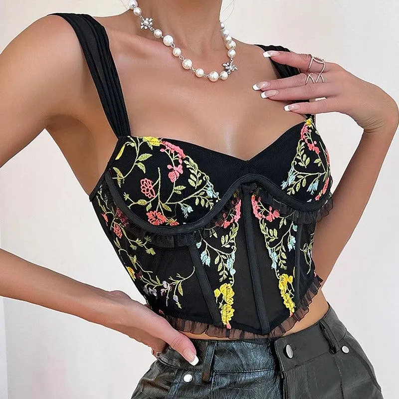 Floral Embroidered Crop Top