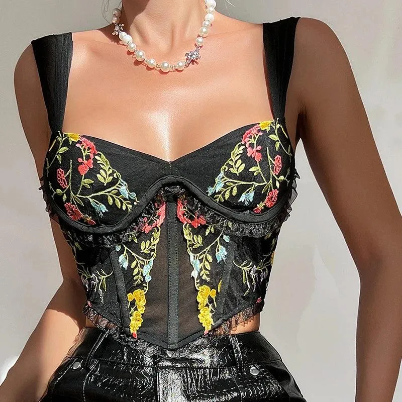 Floral Embroidered Crop Top