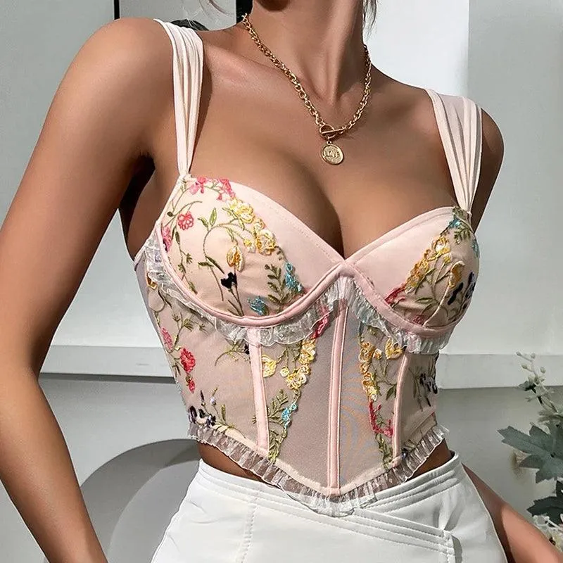 Floral Embroidered Crop Top