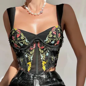 Floral Embroidered Crop Top