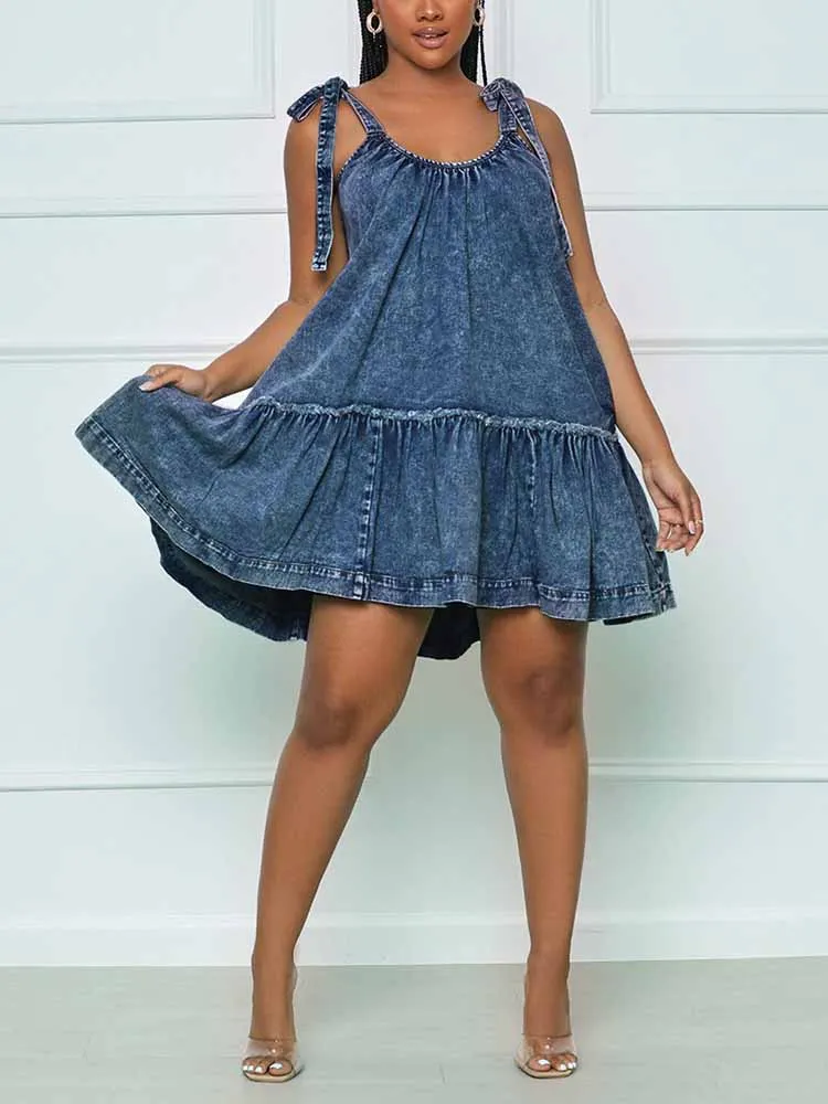Flounce Denim Dresses