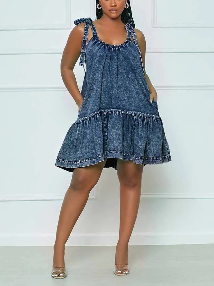 Flounce Denim Dresses