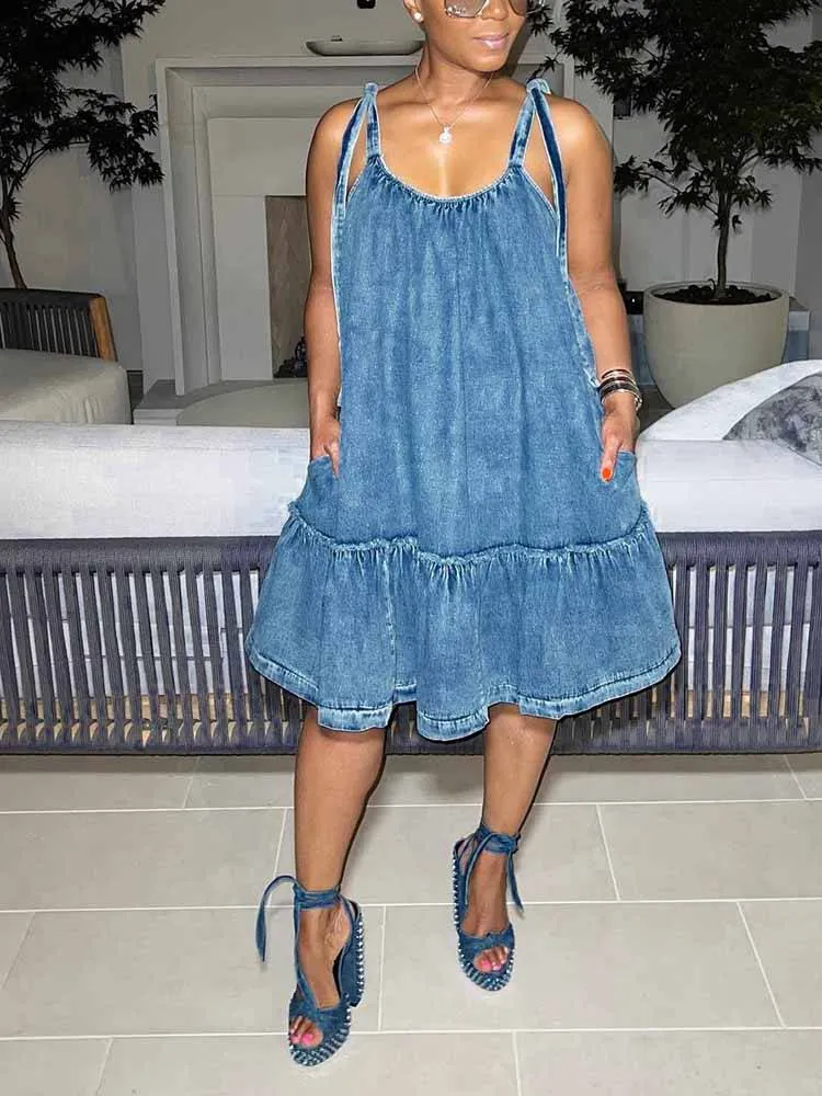 Flounce Denim Dresses