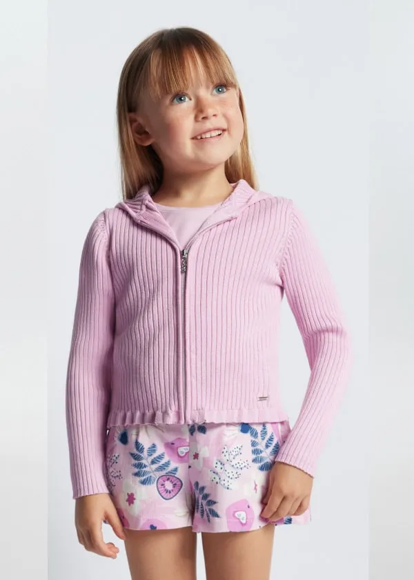 girls knit rib zip hoodie