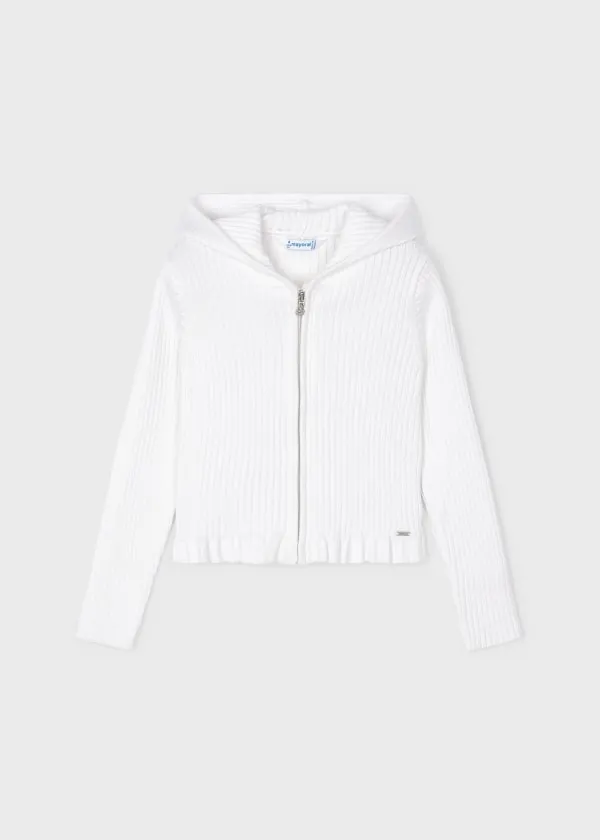 girls knit rib zip hoodie